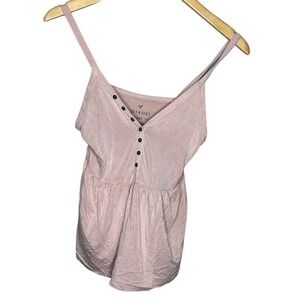 American Eagle Soft & Sexy Pink Button Front Peplum Cami Tank Top‎ XS